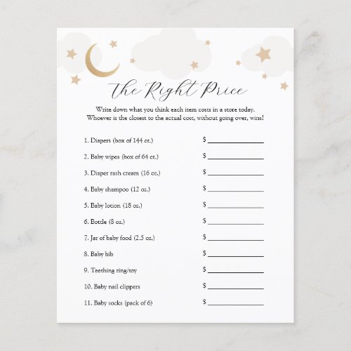 Over the Moon Name the Price Baby Shower Game