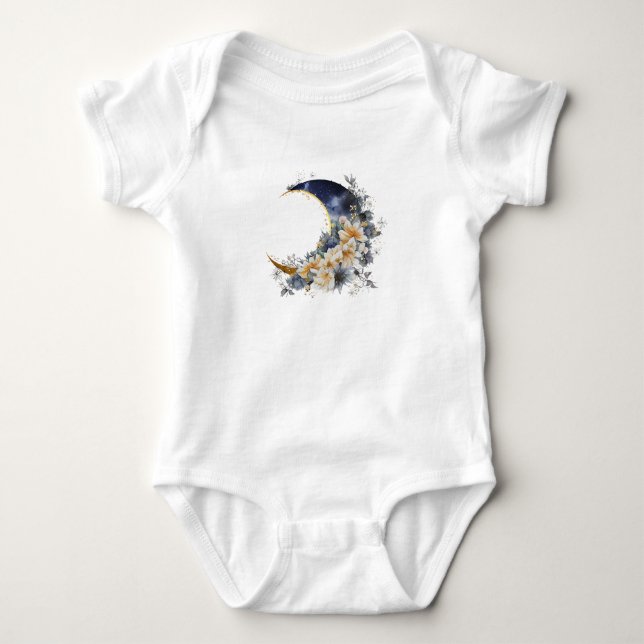 Over the moon nany gold baby shower baby bodysuit (Front)