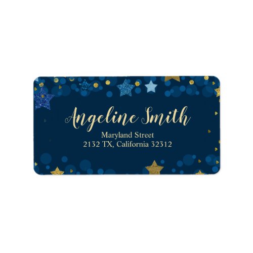 Over The Moon Navy Blue Baby Shower Address Label