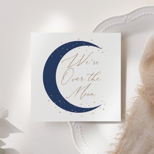 Over the Moon Navy Blue Boy Baby Shower Napkins