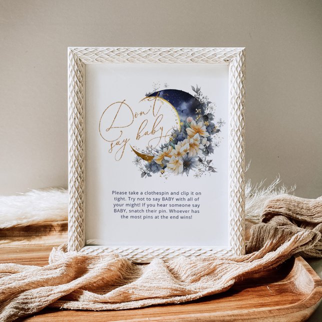 Over the moon navy gold Dont say baby game Poster (Creator Uploaded)