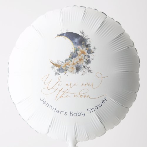 Over the moon navy gold foil baby shower balloon