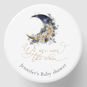 Over the moon navy gold foil floral baby shower mini candle favors