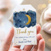 Over the Moon Navy Gold Galaxy Baby Shower Gift Tags
