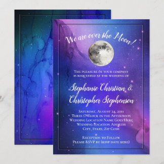 Over the Moon Nebula Celestial Outer Space Wedding Invitation