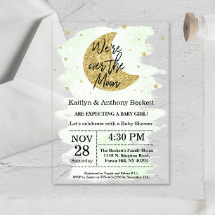 Over The Moon Neutral Baby Shower Acrylic Invitations
