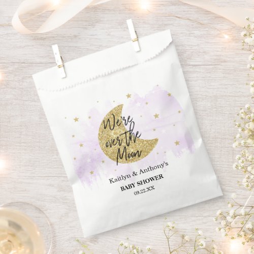 Over The Moon  Neutral Baby Shower Favor Bag