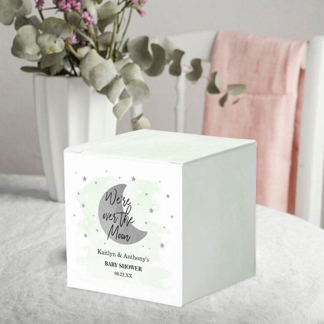 Over The Moon | Neutral Baby Shower Favor Boxes (Creator Uploaded)