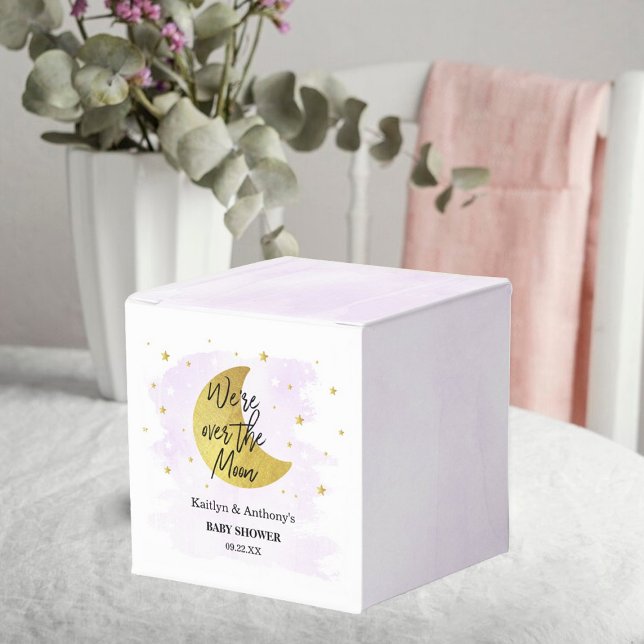 Over The Moon | Neutral Baby Shower Favor Boxes (Creator Uploaded)