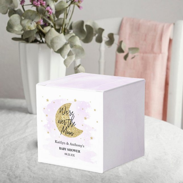 Over The Moon | Neutral Baby Shower Favor Boxes (Creator Uploaded)