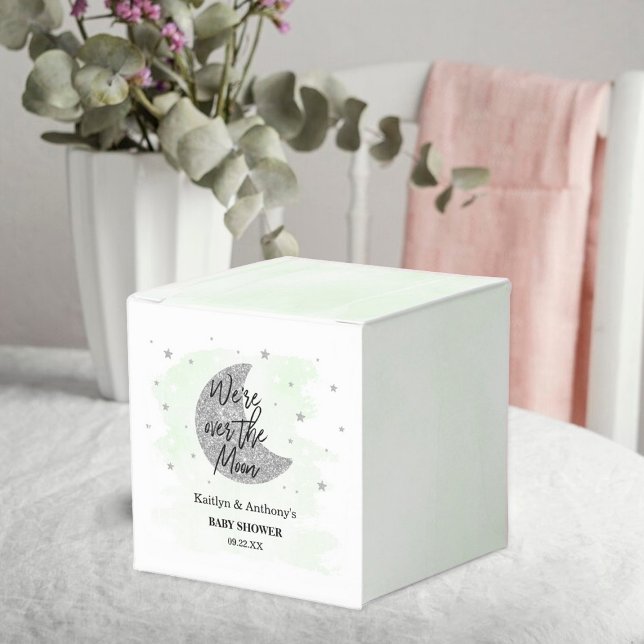 Over The Moon | Neutral Baby Shower Favor Boxes (Creator Uploaded)
