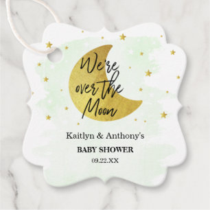 Over The Moon Neutral Baby Shower Favor Tags
