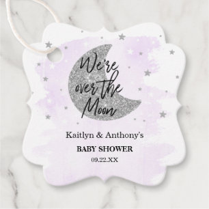 Over The Moon Neutral Baby Shower Favor Tags