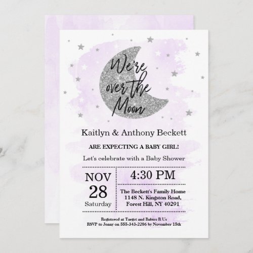 Over The Moon  Neutral Baby Shower Invitation