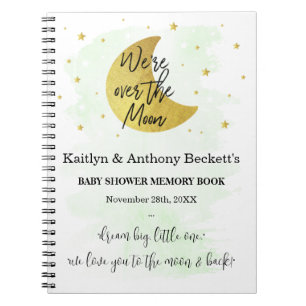 Over The Moon   Neutral Baby Shower Memory Book