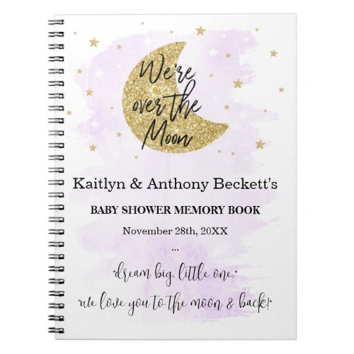 Over The Moon  Neutral Baby Shower Memory Book