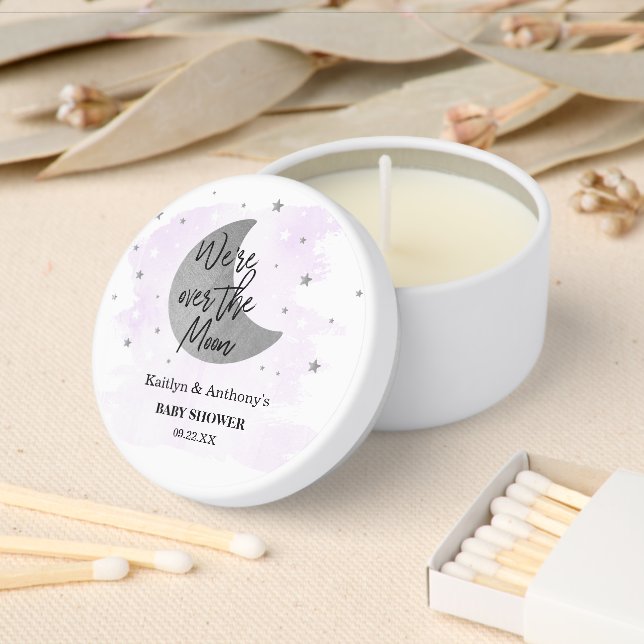 Over The Moon | Neutral Baby Shower Mini Candle Favors (Insitu)