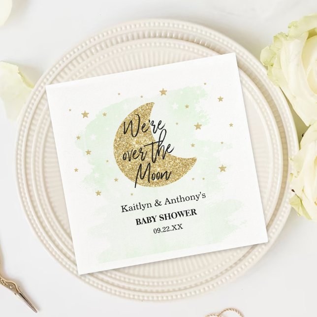 Over The Moon | Neutral Baby Shower Napkins (Creator Uploaded)