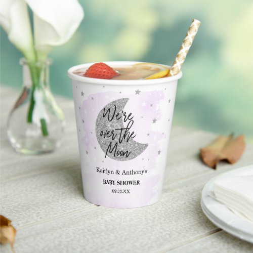 Over The Moon  Neutral Baby Shower Paper Cups