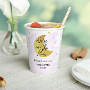 Over The Moon Neutral Baby Shower Paper Cups
