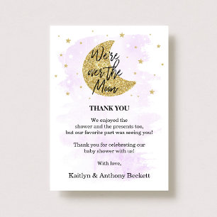 Over The Moon Neutral Baby Shower Thank You Card