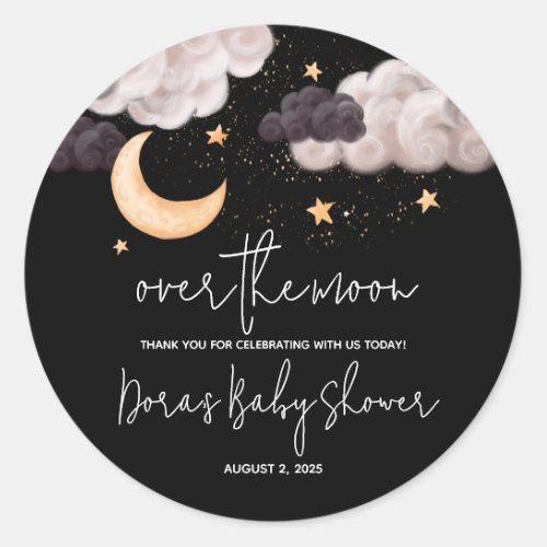 Over the Moon Nighttime Sky Baby Shower Thank You Classic Round Sticker