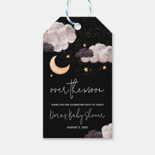 Over the Moon Nighttime Sky Baby Shower Thank You Gift Tags