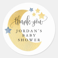 Over the Moon, Personalized Baby Shower Favor Classic Round Sticker