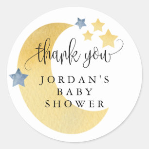 Over the Moon, Personalized Baby Shower Favor Classic Round Sticker