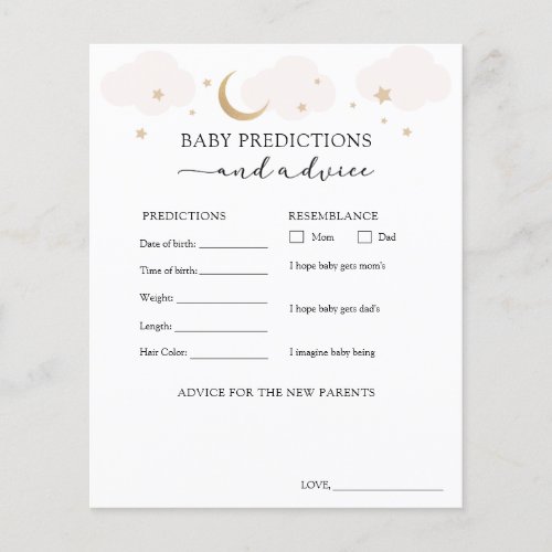 Over the Moon Pink Baby Advice Predictions Card