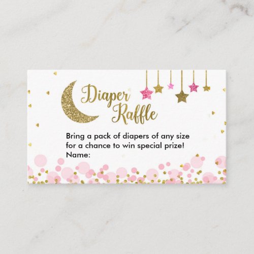 Over the Moon Pink Baby Shower _ Diaper Raffle Enclosure Card