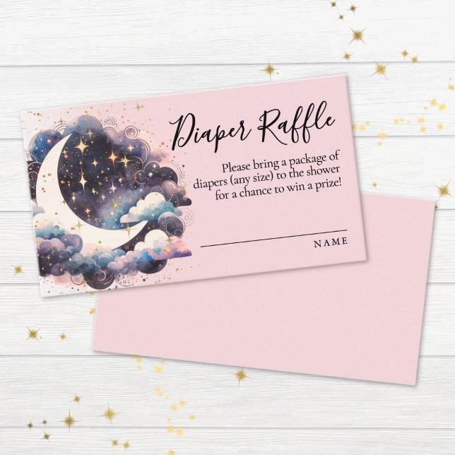 Over The Moon Pink Baby Shower Diaper Raffle Enclosure Card (Over The Moon Pink Baby Shower Diaper Raffle Enclosure Card)