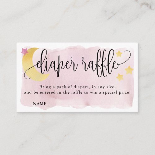 Over the Moon Pink Baby Shower Diaper Raffle Enclosure Card
