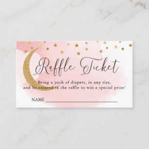 Over the Moon Pink, Baby Shower Raffle Ticket Enclosure Card
