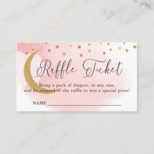 Over the Moon Pink Baby Shower Raffle Ticket  Enclosure Card