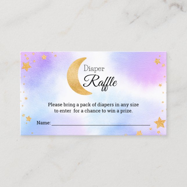 Over the Moon Pink Blue Diaper Raffle Baby Shower Enclosure Card (Front)