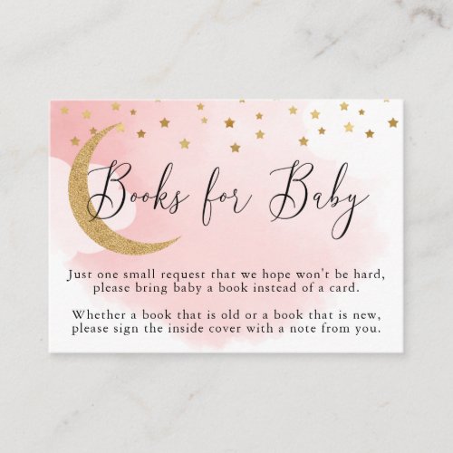 Over the Moon Pink Book Request Books for Baby Enclosure Card