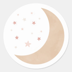 Over the Moon Pink Girl Baby Shower Classic Round Sticker