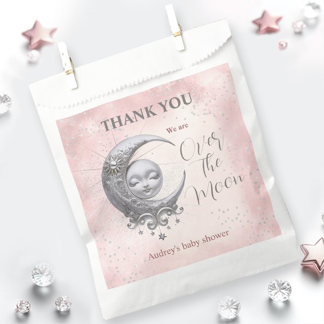 Over The Moon Pink Girl Baby Shower Favor Bag (Over The Moon Pink Girl Baby Shower Favor Bag)