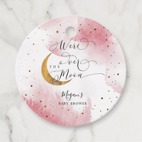 Over The Moon Pink Sky Baby Shower Favor Tags