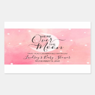 Over The Moon Pink Thank You Baby Shower Square St Rectangular Sticker