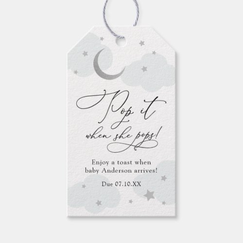 Over the Moon Pop it when She Pops Baby Shower Gif Gift Tags