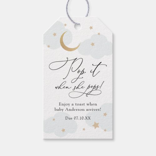 Over the Moon Pop it when She Pops Baby Shower Gif Gift Tags
