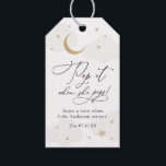 Over the Moon Pop it when She Pops Baby Shower Gift Tags<br><div class="desc">Pop it when she pops! Moon and Star themed favor tag,  perfect for a baby shower to have guests celebrate when baby arrives! Customize with name,  event date or custom text.</div>