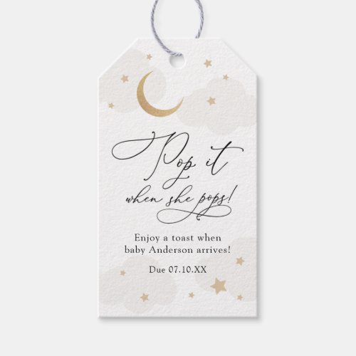 Over the Moon Pop it when She Pops Baby Shower Gift Tags