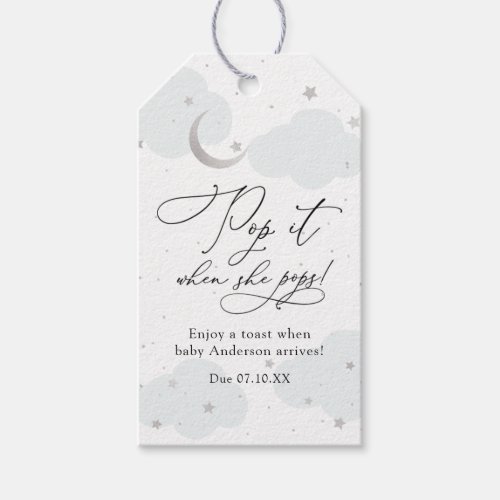 Over the Moon Pop it when She Pops Baby Shower Gift Tags