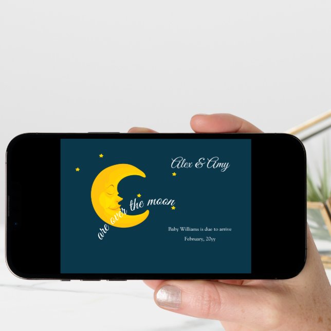 Over the Moon Pregnancy Announcement (Front Digital)