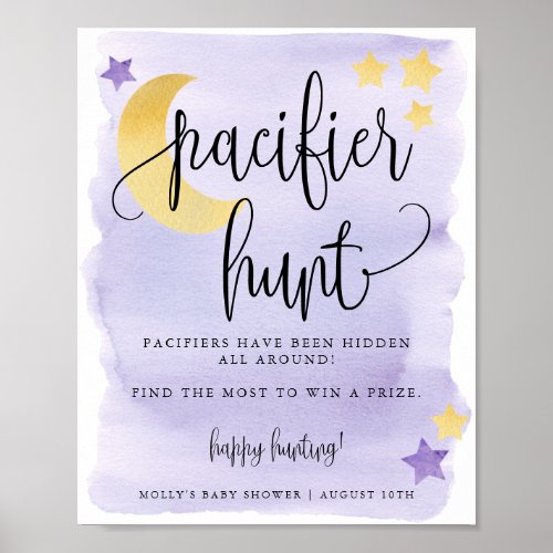 Over the Moon Purple Baby Pacifier Hunt Game Poster