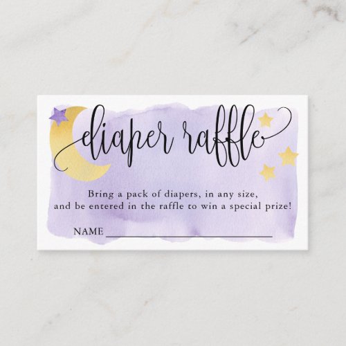 Over the Moon Purple Baby Shower Diaper Raffle Enclosure Card