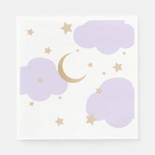 Over the Moon Purple Baby Shower  Napkins